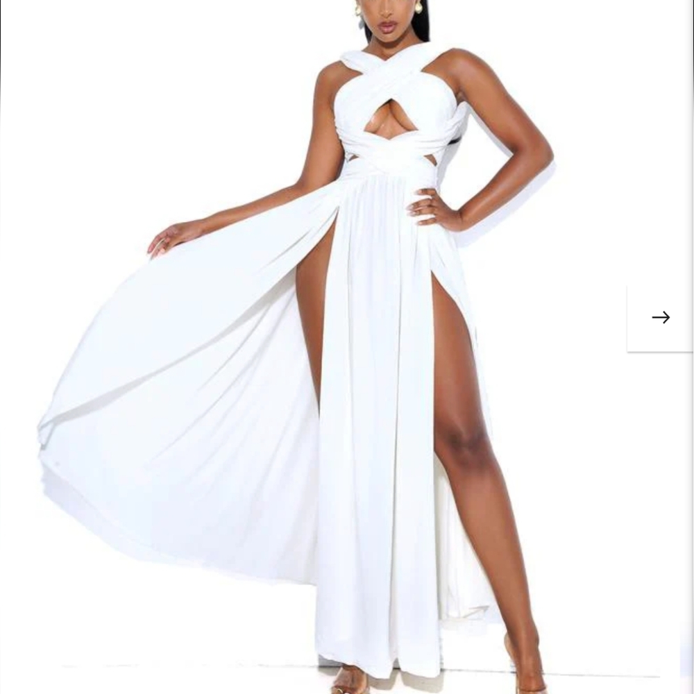 Elegant White Evening Goddess Gown